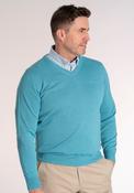 Fine Merino Wool Blend V-Neck Knitwear - Ocean