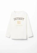 Printed Text Detail Long Sleeve T-Shirt - White