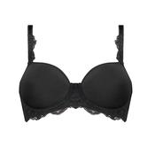 Refined Glamour Cleavage Triangle Under Wire Padded Bra - Black