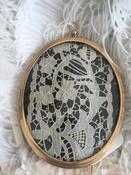 Framed Antique Carrickmacross Lace with Harp Design — Sheelin Lace