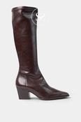 Miss Elastic Chocolate Brown Knee High Sock Boots - 78150