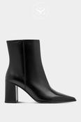 Tamaris Black Leather Pointed Toe Ankle Boots - 1-25394 image