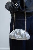 Sheneil silver small Leather Slouch Clutch Bag - 502320 image