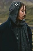 MOSS COPENHAGEN GREY HOOD SCARF - HOPE