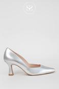 LODI GENIUS SILVER LEATHER FLARED HEEL COURT SHOES image