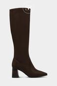 Tamaris Chocolate Brown Suede Pointed Knee-High Boots - 1-25528 image