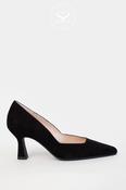 Lodi Black Suede Flared Heel Court Shoe — Genius