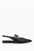 Lodi Black Pointed Double Strap Pumps - A-Soria image