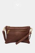 DEPECHE BROWN SMALL CLUTCH LEATHER BAG - 12152