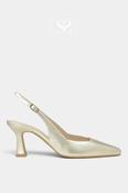 LODI Gold Leather Pointed Toe Slingback Mid Heel - Gelines image