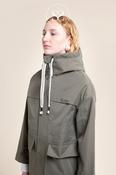 Flotte Khaki Hooded Funnel Neck Rain Jacket - Froissart image