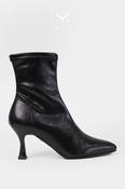 Miss Elastic Black Pointed Toe Pull On Sock Boots — 78042