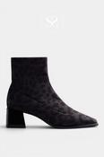 Gioseppo Black Leopard Print Square Toe Ankle Boots- 80794 image