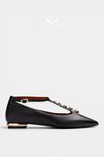 Gioseppo Black and Gold Pointed Toe Pumps - 80832 image
