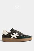 Another Trend Khaki Patent Leather &amp; Suede Trainers A032-92