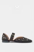 Babouche Chocolate Brown Studded Mary-Jane Flats - Ally image