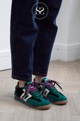 Back 70 Green Suede and Velvet Slim Retro Trainers - Rocket