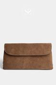 Depeche Taupe Suede Envelope Clutchbag - 17428