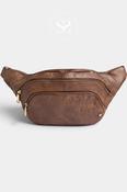 Depeche Brown Leather Double Zipper Bumbag - 16550 image