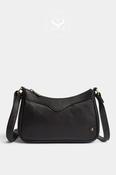 Depeche Black Leather with Brass Hardware Crossbody Bag — 17446