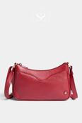 Depeche Red Leather Crossbody Bag with Brass Hardware — 17446 image