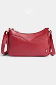 Depeche Red Leather Crossbody Bag with Brass Hardware — 17446 image