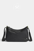 Depeche Chocolate Brown Leather Crossbody Bag with Brass Hardware — 17446