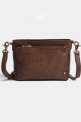 Depeche Brown Leather Clutch Bag with Gold Hardware — 17264 image