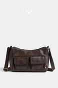 Depeche Chocolate Brown Leather with Gold Hardware Shoulderbag -17272 image
