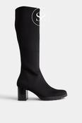 Miss Elastic Black Lycra Knee High Sock Boots - 78173 image