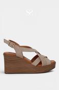 Oh My Sandals Taupe Suede High Wedge Sandals 6042 image