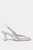LODI GELINES Silver Leather Pointed Toe Slingback Mid Heel image