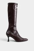 Miss Elastic Chocolate Brown Knee High Sock Boots - 78041