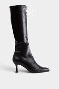 Miss Elastic Black Knee High Sock Boots - 78041
