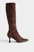 Miss Elastic Brown Suede Knee High Sock Boots - 78041 image