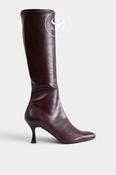 Miss Elastic Burgundy Knee High Sock Boots - 78041