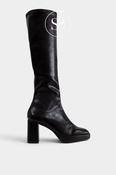 Miss Elastic Black Knee High Platform Boots - 77031 image