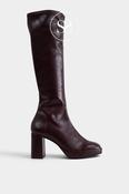 Miss Elastic Burgundy Knee High Platform Boots - 77031 image