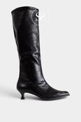 Miss Elastic Black Knee High Slouch Boots - 75336 image