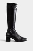 Miss Elastic Black Heeled Knee High Boots - 75310 image