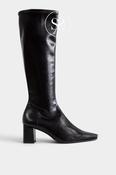 Miss Elastic Black Coated Knee High Sock Boots - 75356 image