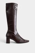 Miss Elastic Chocolate Brown Knee High Sock Boots - 75356