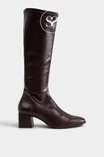 Miss Elastic Chocolate Brown Heeled Knee High Boots - 75310 image