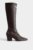 Miss Elastic Chocolate Brown Knee High Sock Boots - 75375