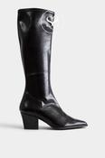 Miss Elastic Black Coated Knee High Sock Boots - 75375 image