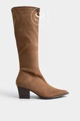 Miss Elastic Camel (Rust) Faux Suede Knee High Boots — 78150 image