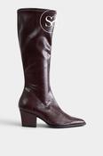 Miss Elastic Burgundy Knee High Sock Boots - 75375 image