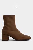 Miss Elastic Tan Suede Heeled Sock Boots - 75311 image