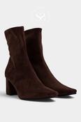 Miss Elastic Brown Suede Pointed Heeled Sock Boots - 75357 image