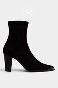 Miss Elastic Black Suede Pointed Heeled Sock Boots - 75386 image